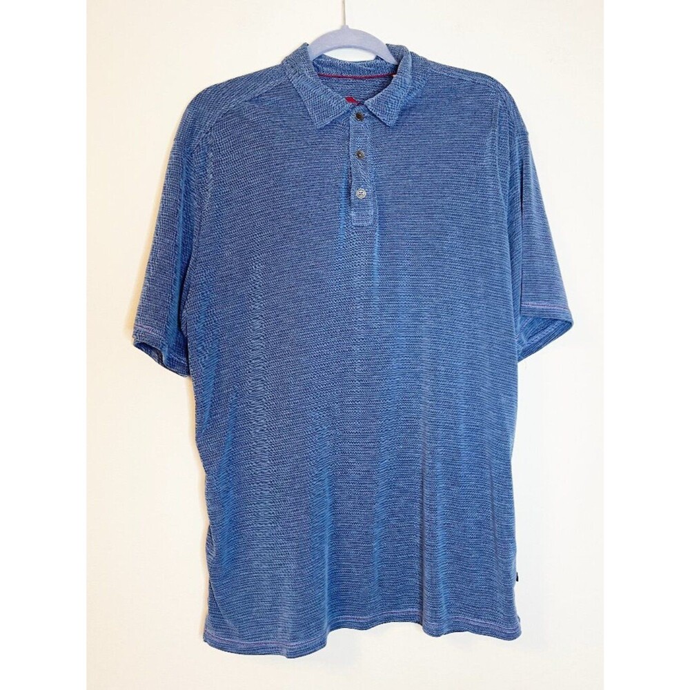Tommy Bahama IslandZone Blue Performance Polo Shirt Men's Large Modal Blend Golf